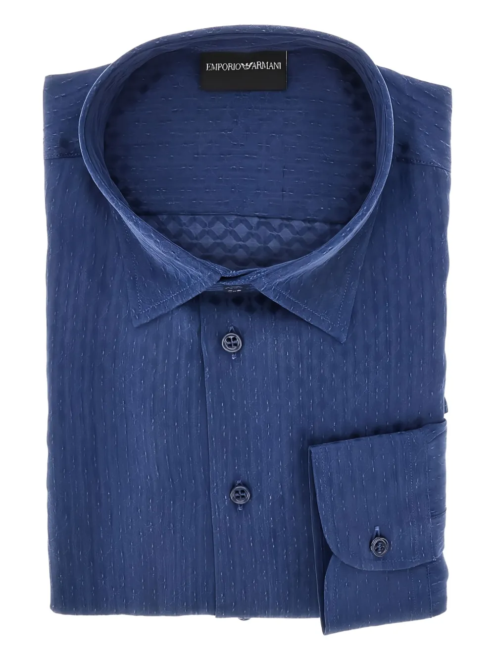 Emporio Armani textured button-up shirt Blauw