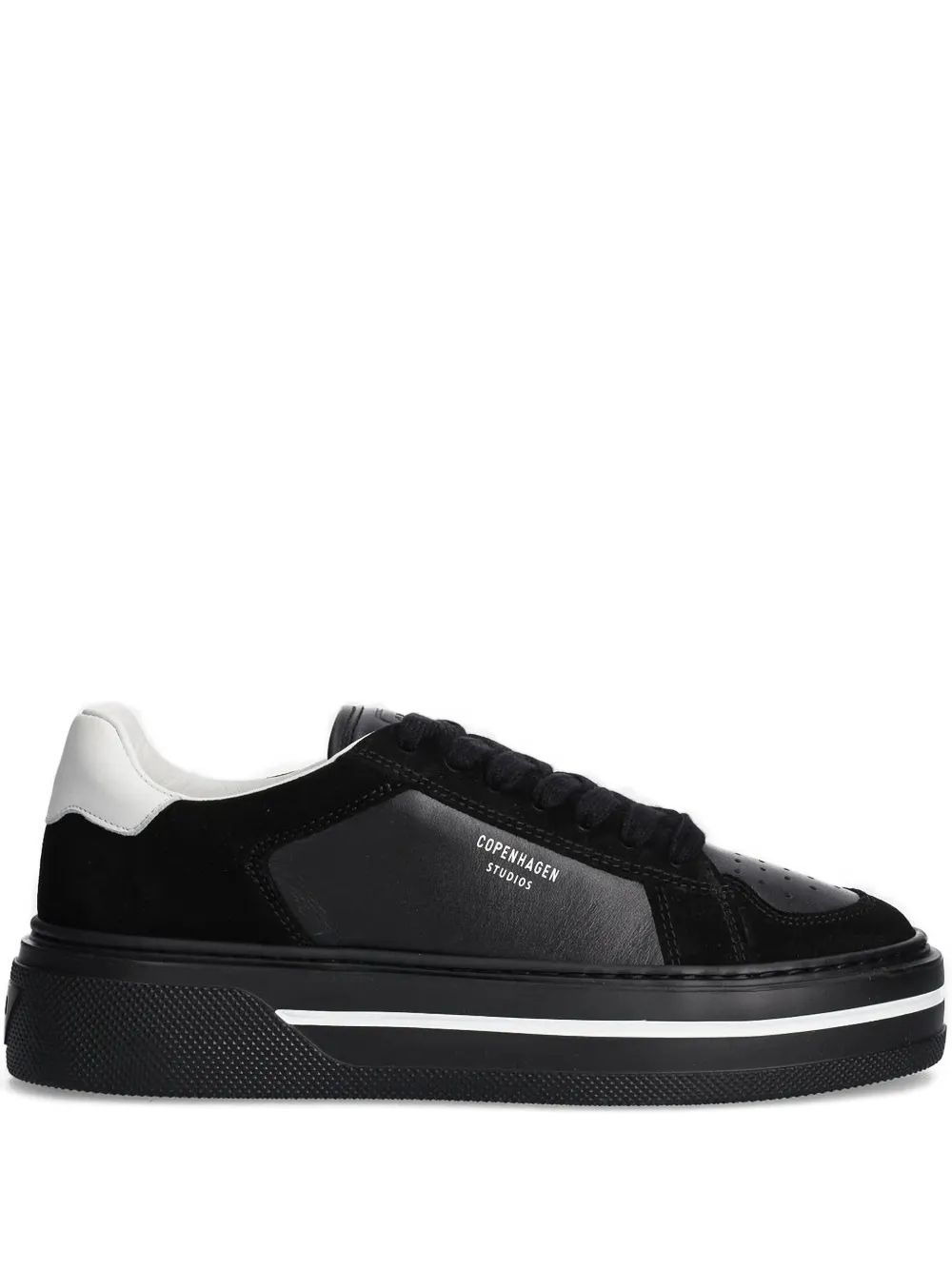 Copenhagen Leren sneakers met plateauzool Zwart