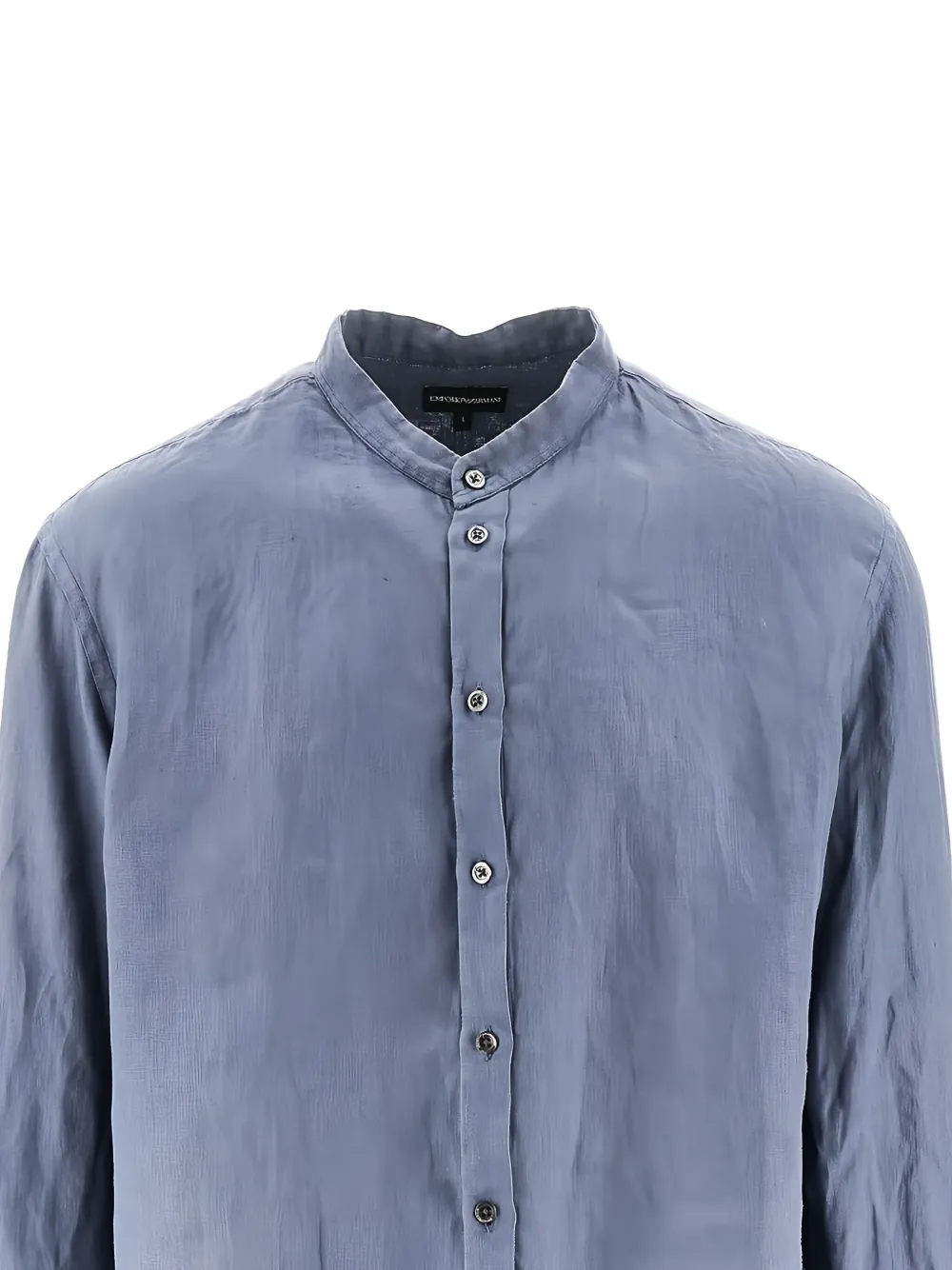 Emporio Armani collarless long-sleeve shirt Blauw
