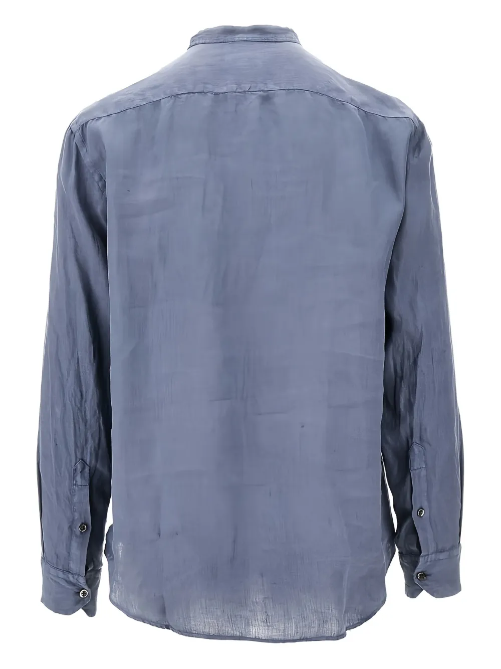 Emporio Armani collarless long-sleeve shirt Blauw