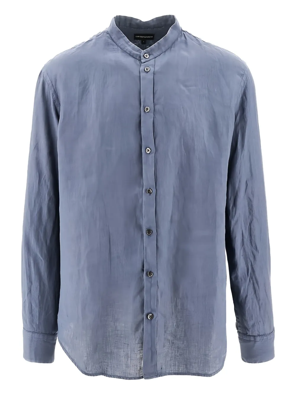 Emporio Armani collarless long-sleeve shirt Blauw