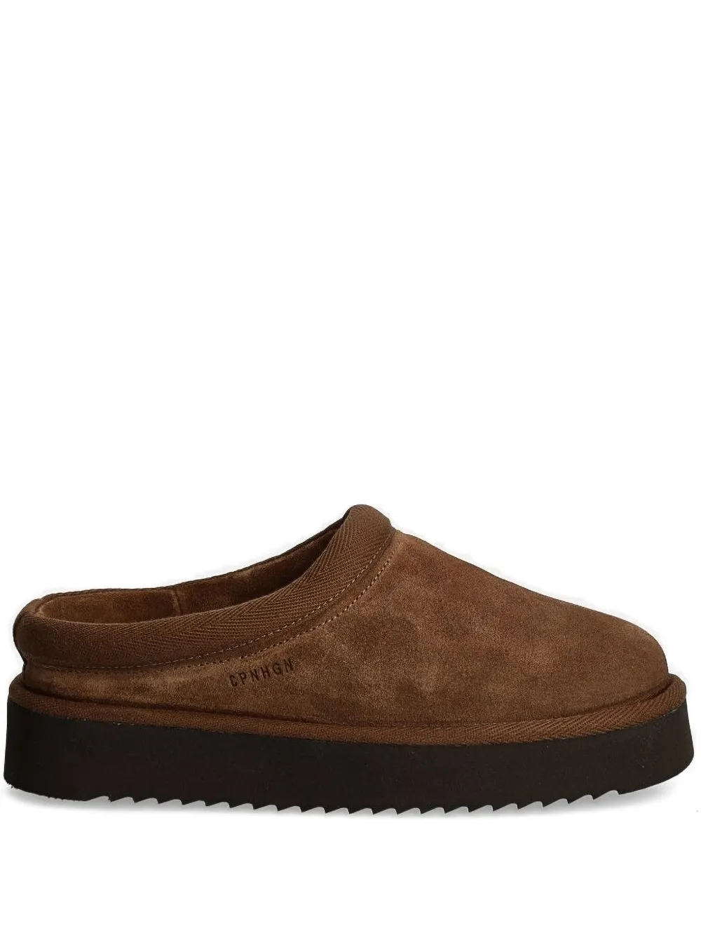 Copenhagen Suede Platform Slippers In Brown