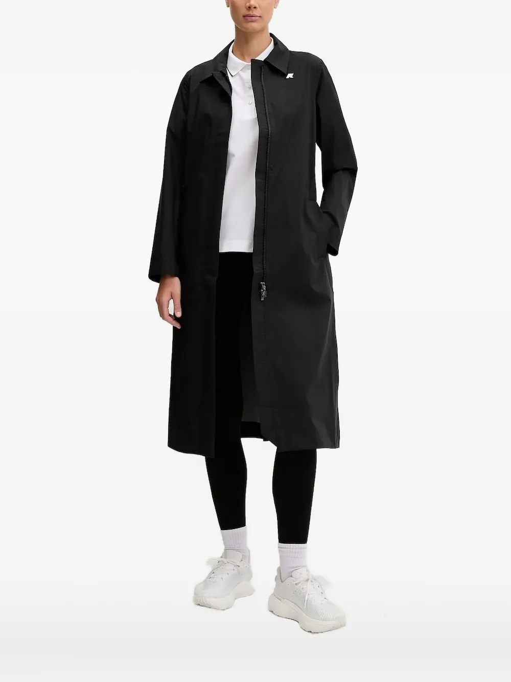K-Way Trenchcoat met ceintuur en ritssluiting Zwart