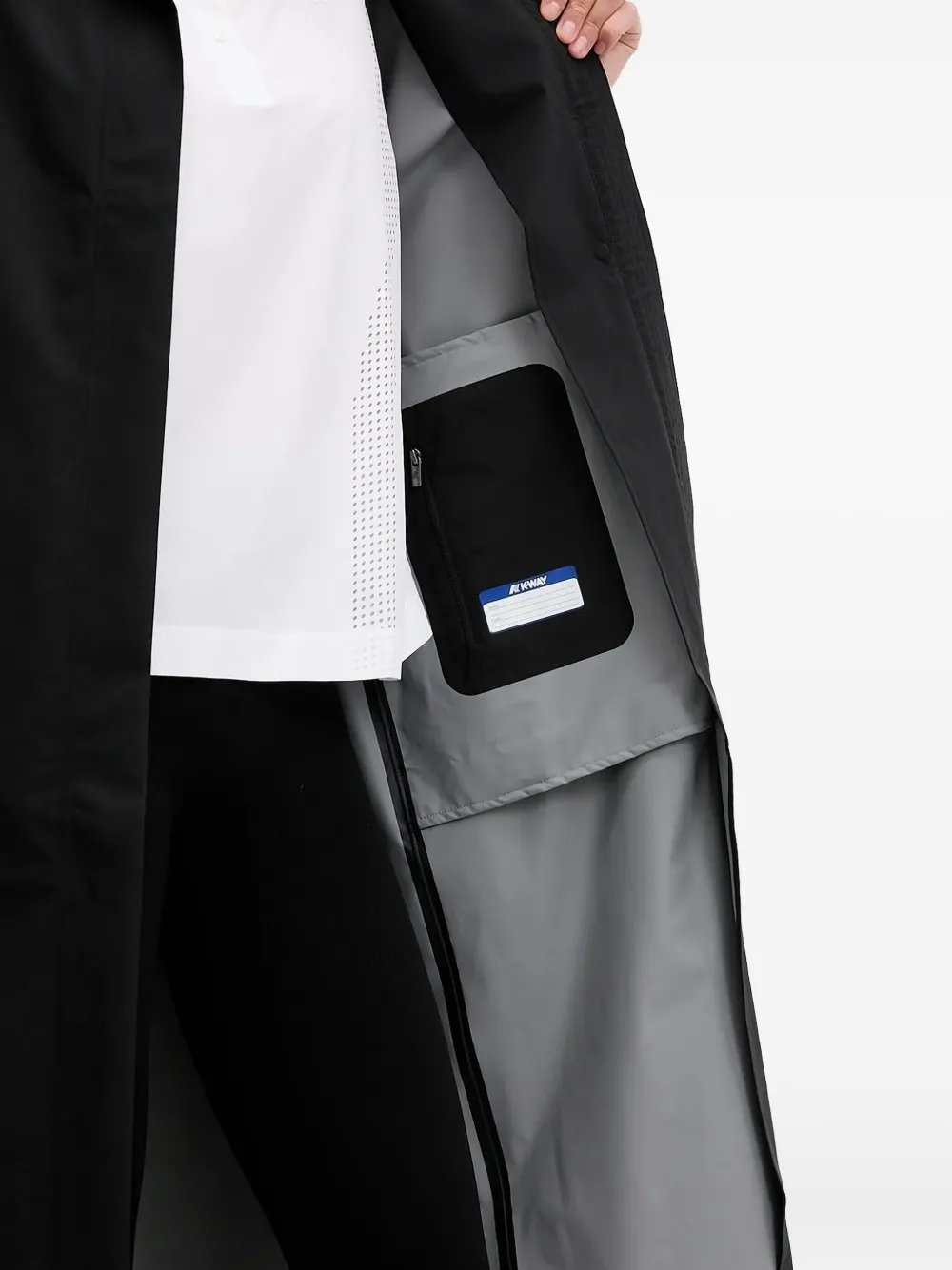 K-Way Trenchcoat met ceintuur en ritssluiting Zwart
