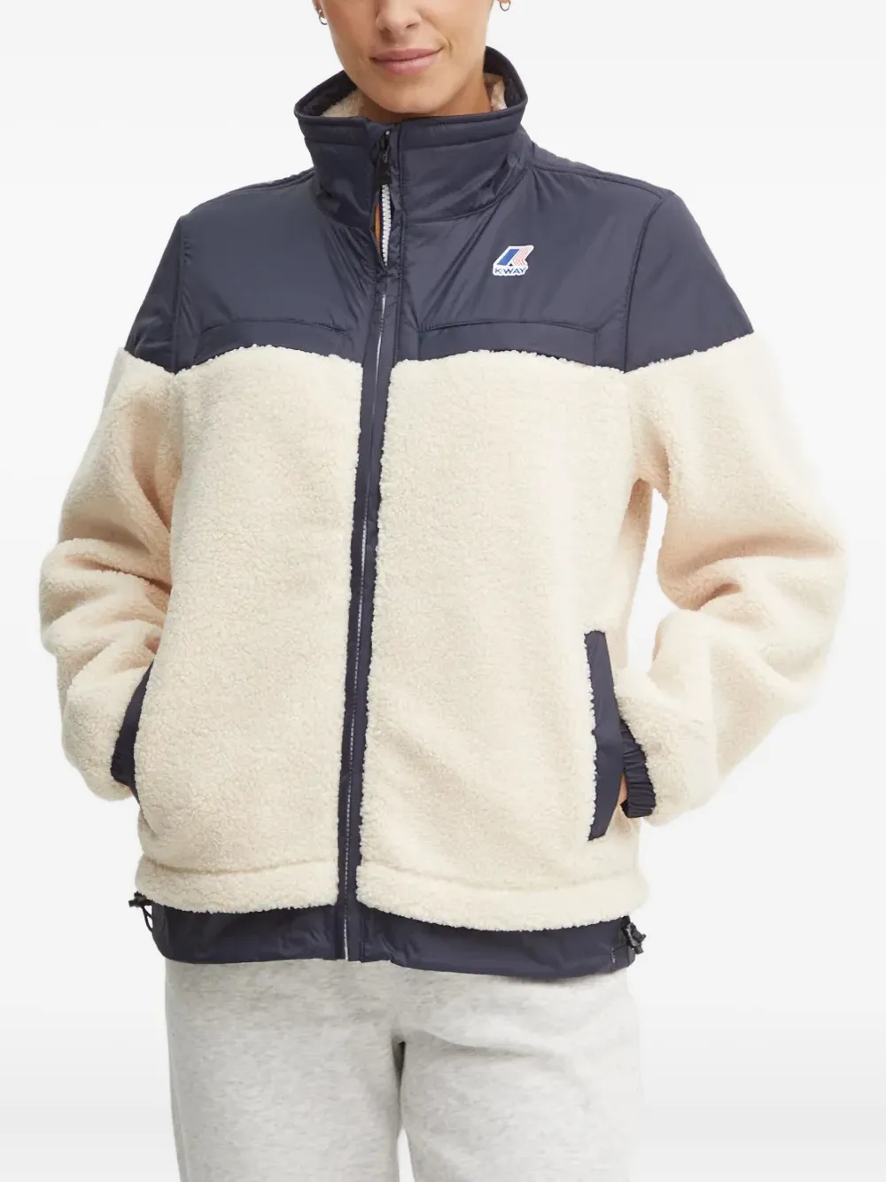 K-Way Le Vrai 3.0 Jilde Orsetto jack met fleece vlakken en rits Beige
