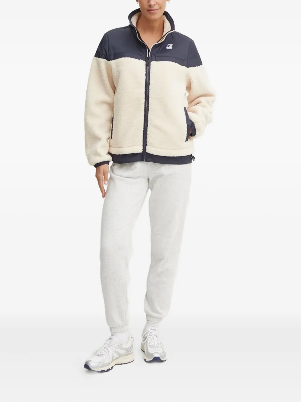 K-Way Le Vrai 3.0 Jilde Orsetto jack met fleece vlakken en rits Beige