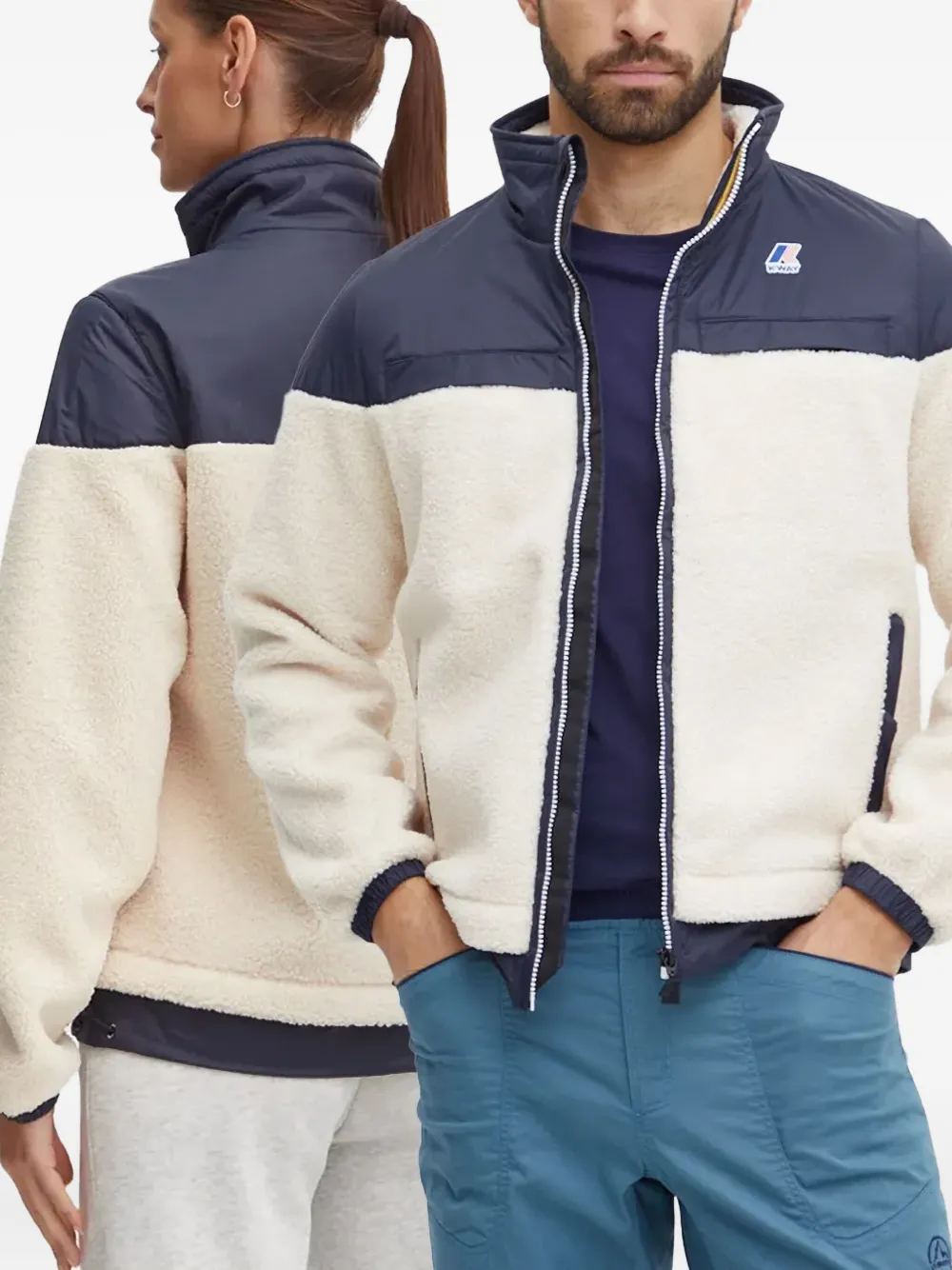 K-Way Le Vrai 3.0 Jilde Orsetto jack met fleece vlakken en rits Beige