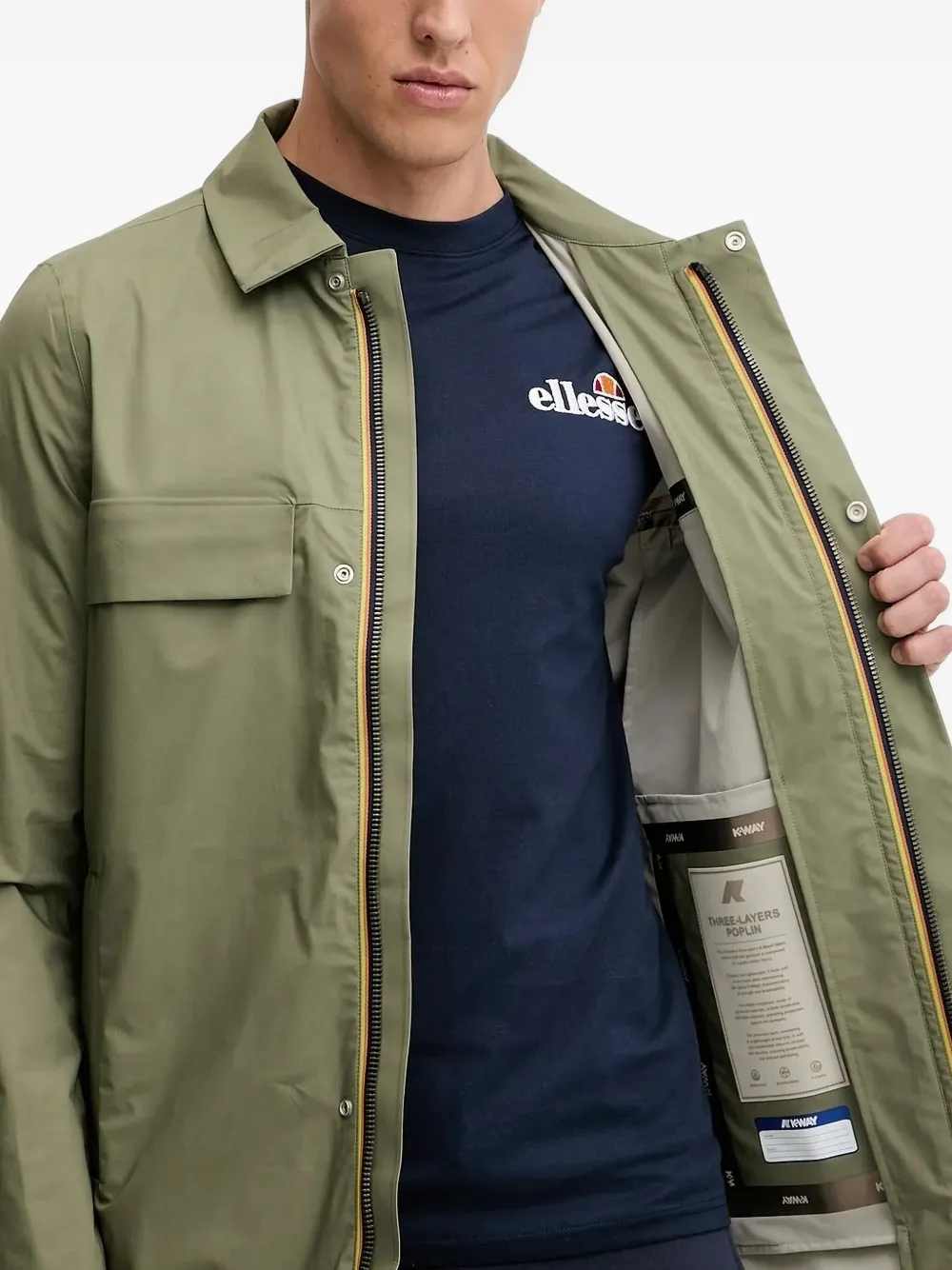 K-Way Poir single-breasted coat Groen
