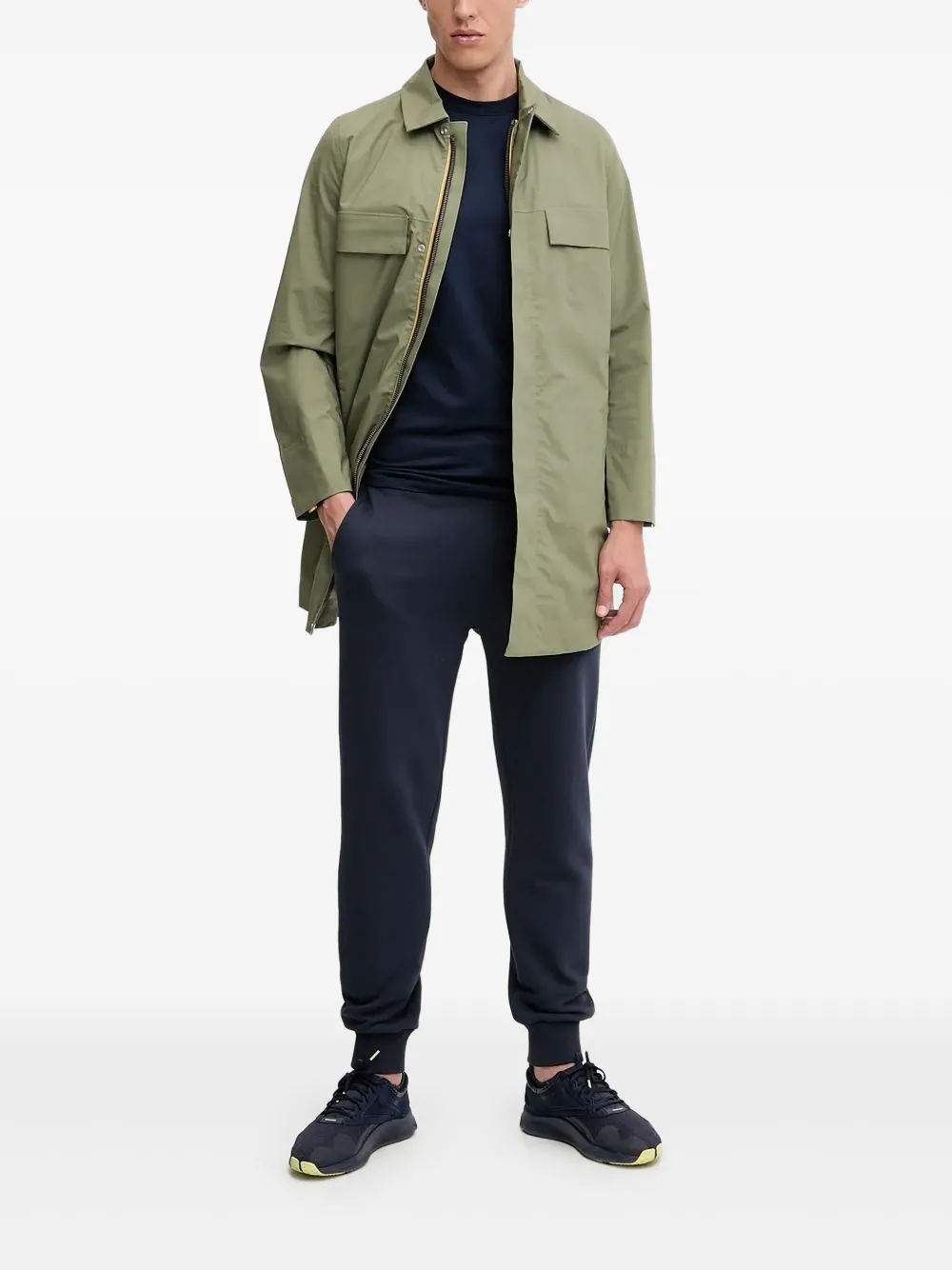 K-Way Poir single-breasted coat Groen