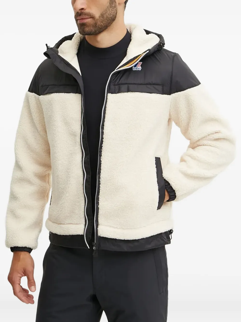 K-Way Fleece jack met capuchon 01A ECRU BLACK