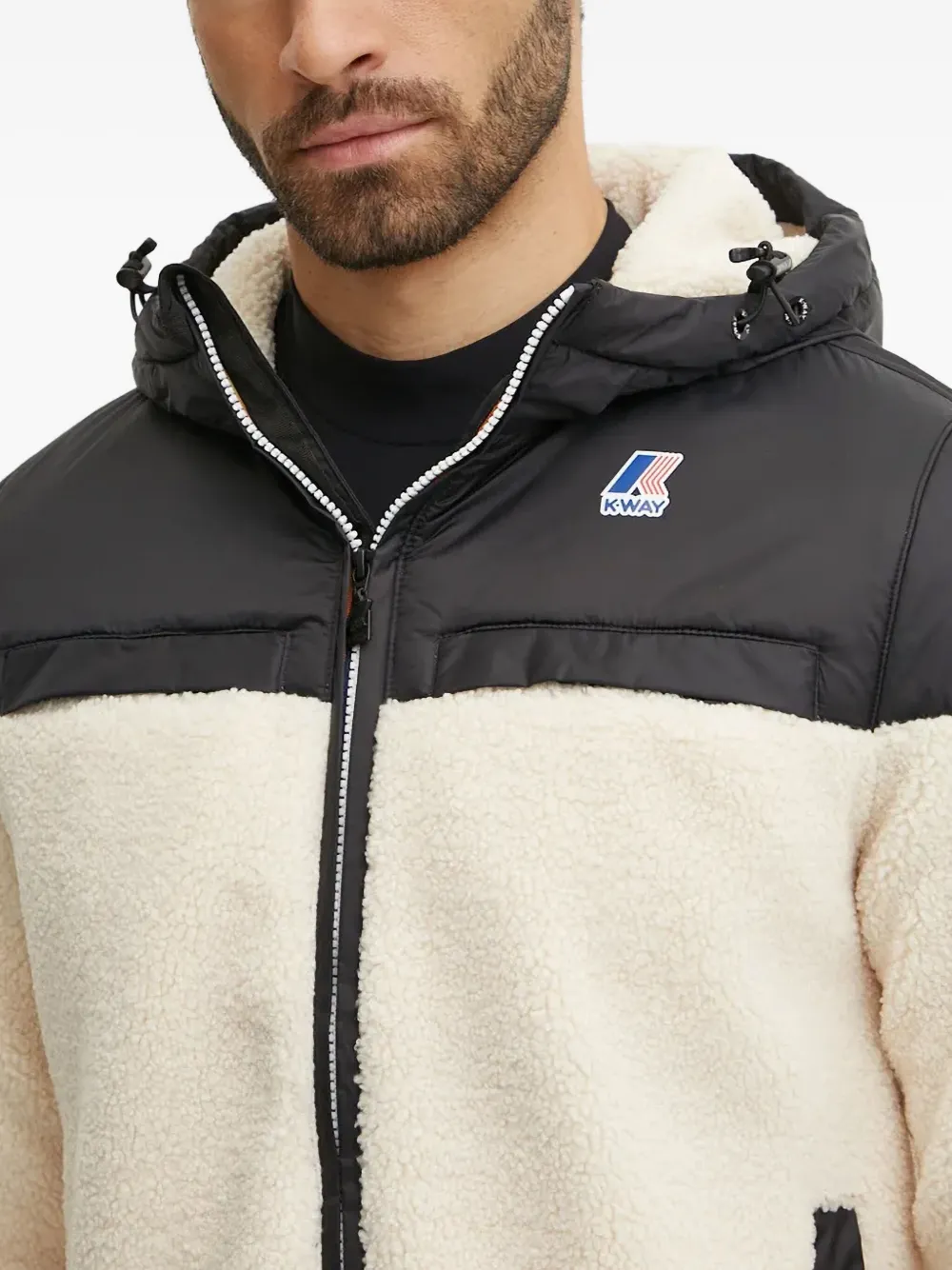 K-Way Fleece jack met capuchon 01A ECRU BLACK