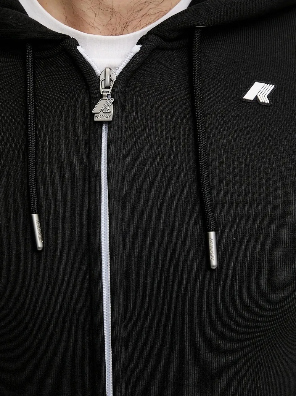 K-way Zip-front Hooded Hoodie In Black