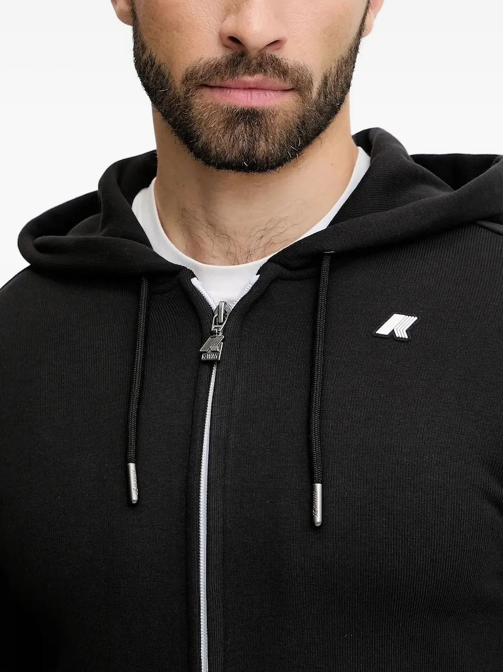 K-way Zip-front Hooded Hoodie In Black