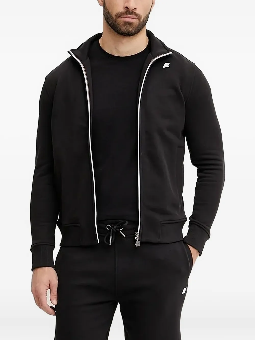 K-way Finn Ribbed Zip-up Sweatshirt In Black