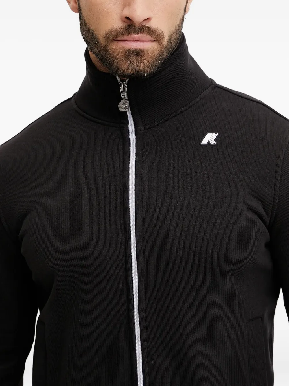 K-way Finn Ribbed Zip-up Sweatshirt In Black