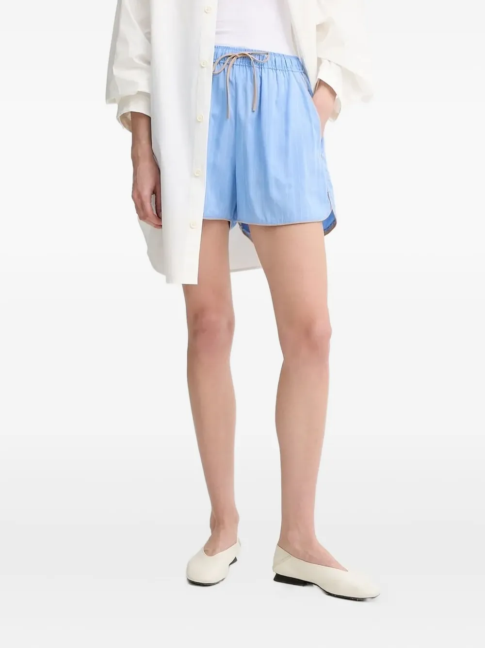 MUNTHE Uppi pinstripe drawstring shorts Blauw