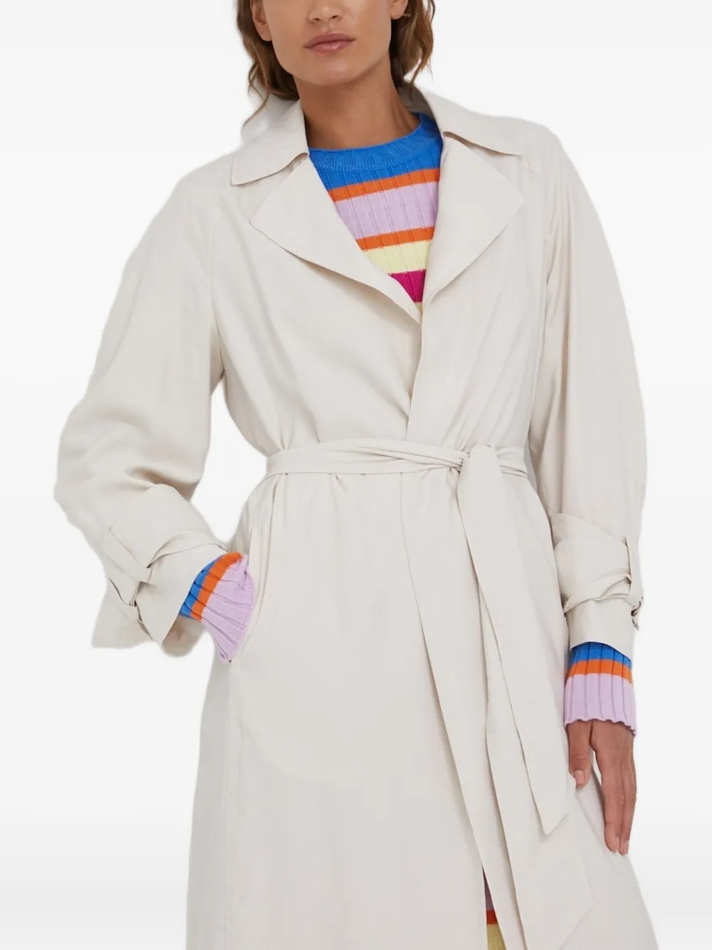 Drykorn Trenchcoat met gestrikte cuffs Wit