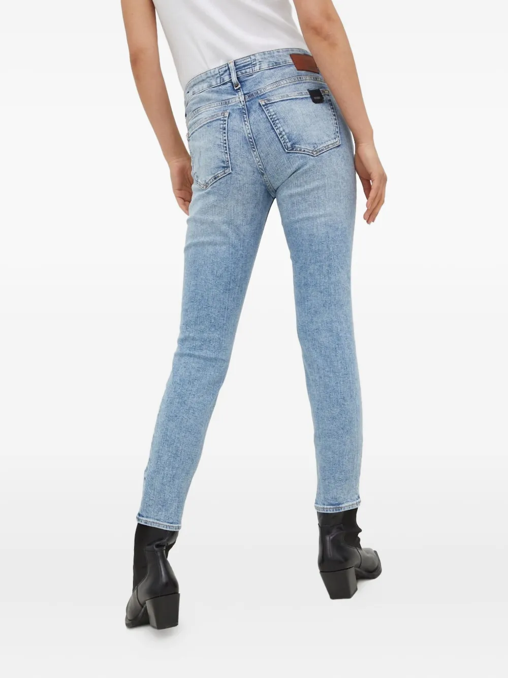 Drykorn Gerafelde skinny jeans met licht wassing - Blauw