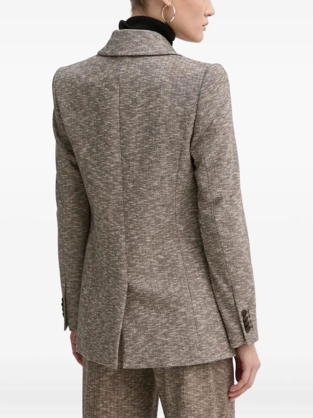 Drykorn Atlin blazer met enkele rij knopen en visgraatpatroon Bruin