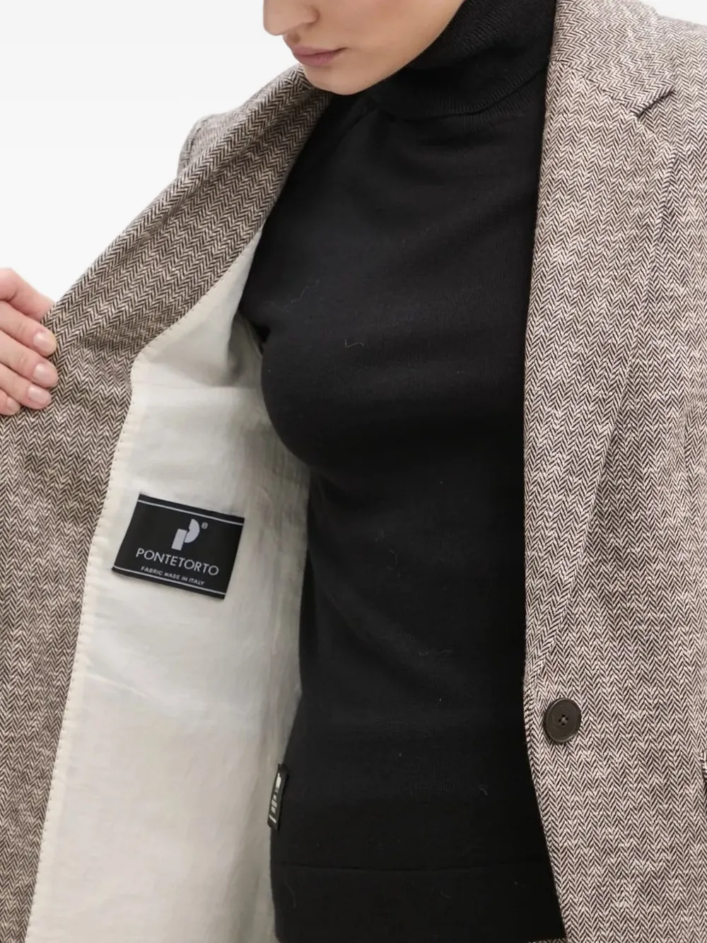 Drykorn Atlin blazer met enkele rij knopen en visgraatpatroon Bruin