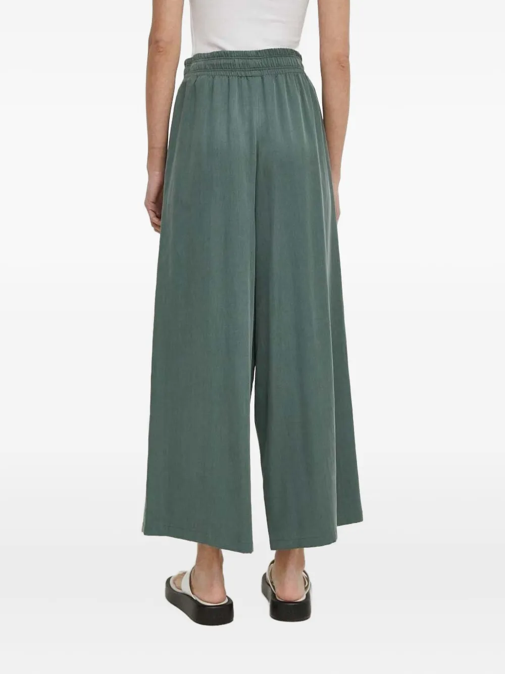 Drykorn Broek met elastische taille en wijde pijpen Groen