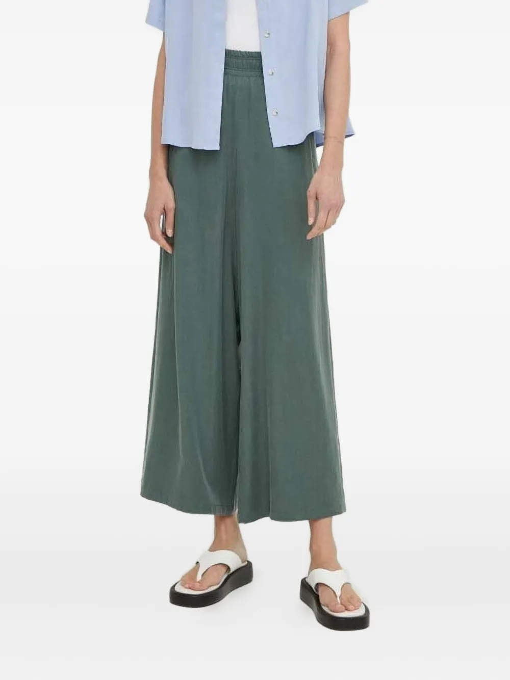 Drykorn Broek met elastische taille en wijde pijpen Groen
