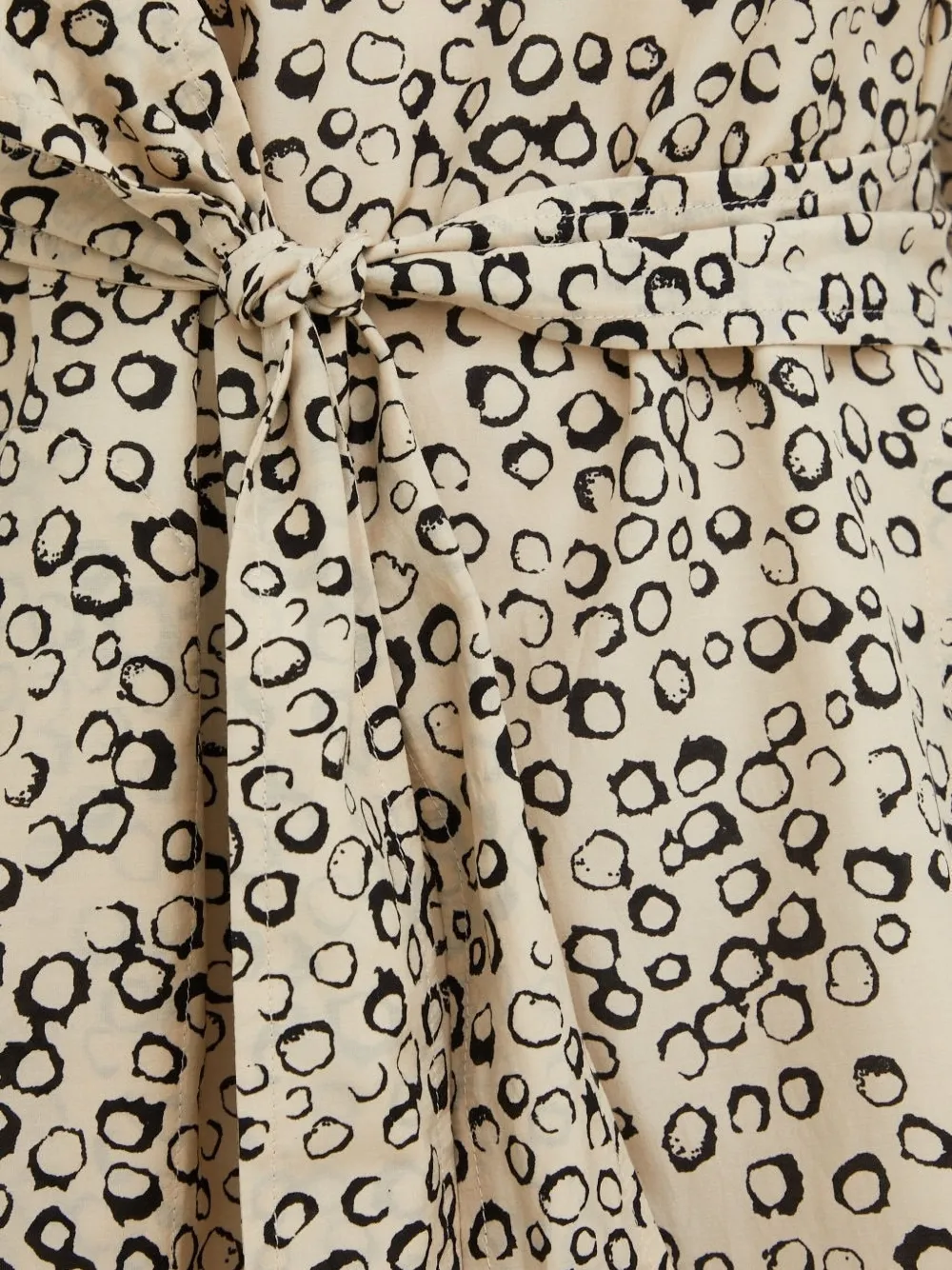 Drykorn Aidana midi-jurk met ceintuur en print Beige