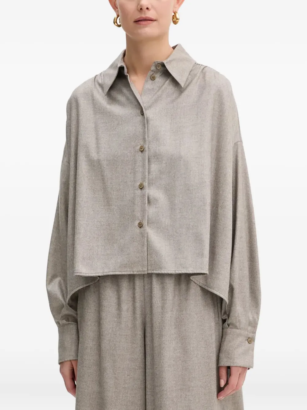 Drykorn Flanna ruffled-hem shirt | Grey | Image 1