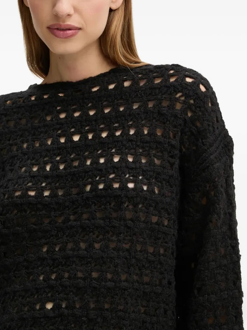 Drykorn Open-knit Sweater In Black
