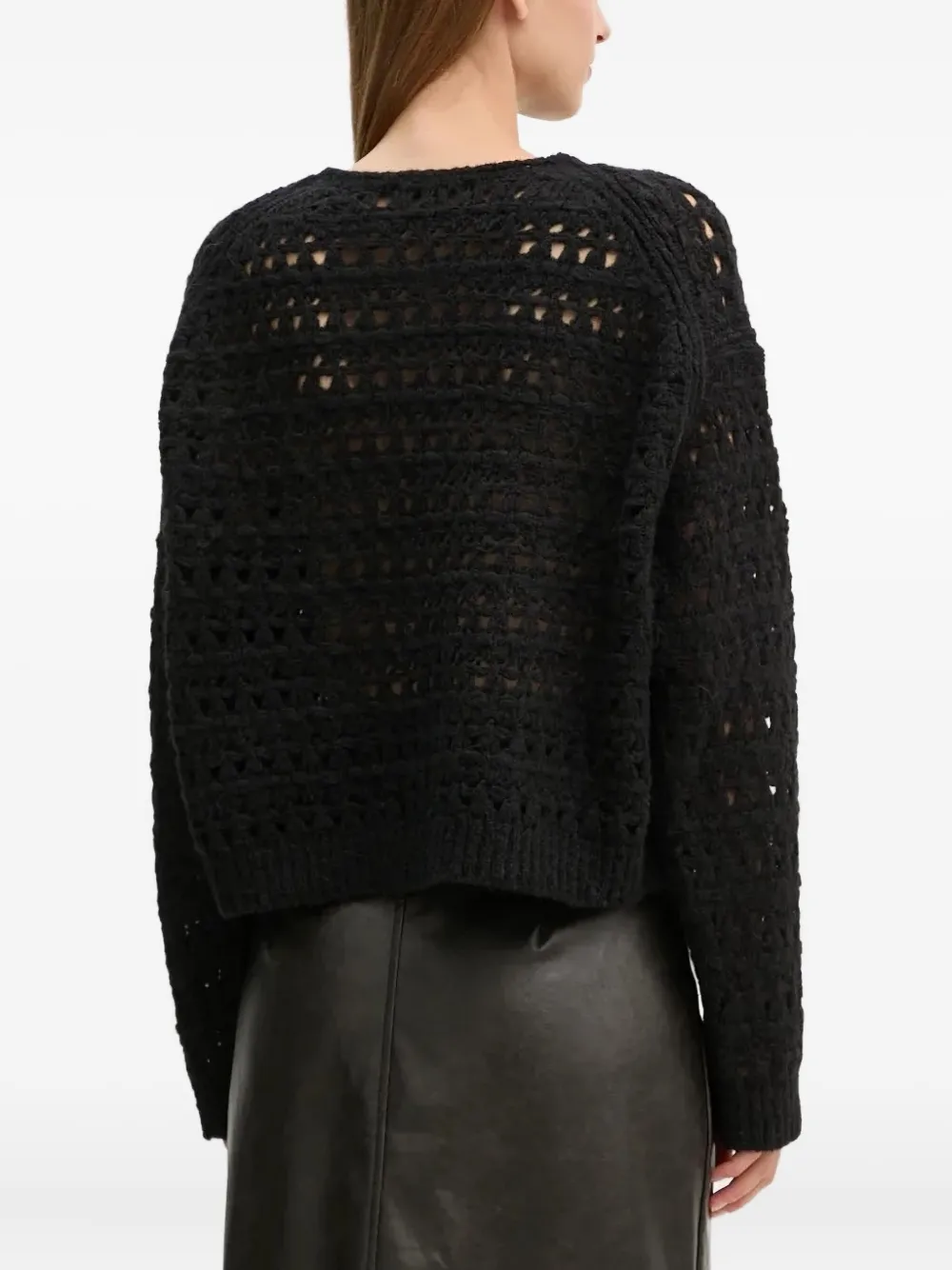 Drykorn Open-knit Sweater In Black