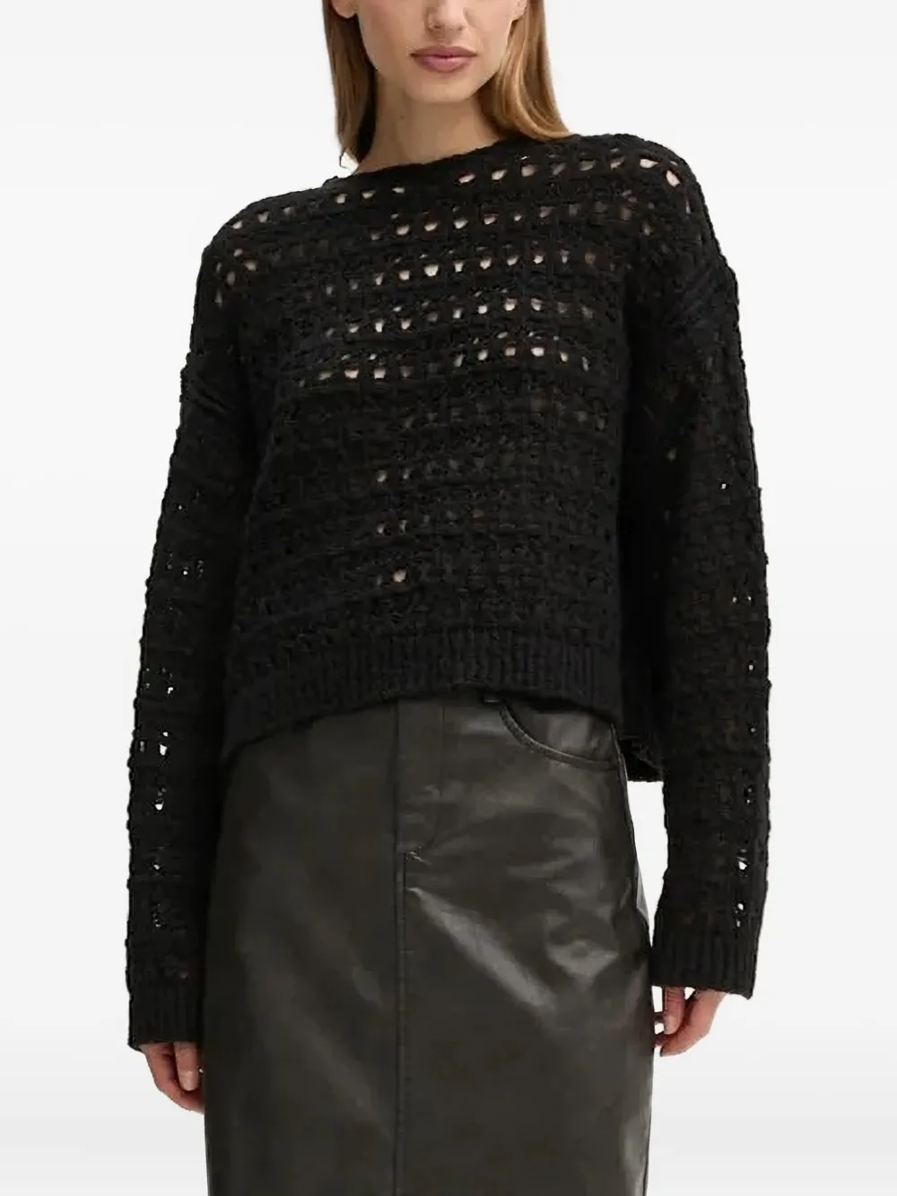 Drykorn Open-knit Sweater In Black
