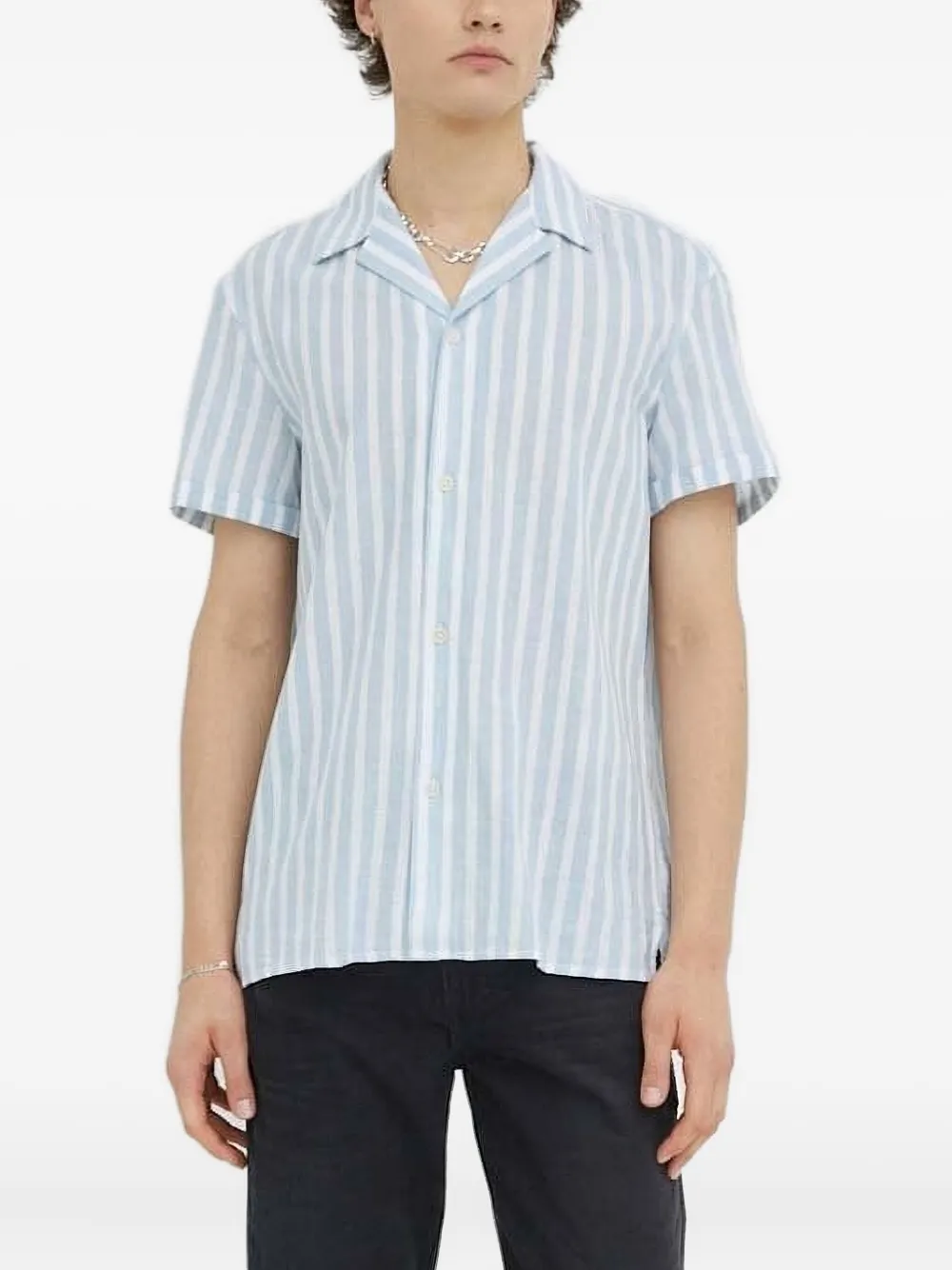 Drykorn stripe short-sleeve shirt Blauw