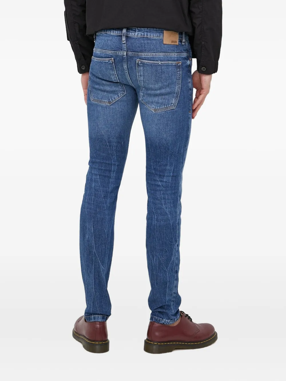Drykorn Jeans met leren patch Blauw
