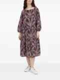 Drykorn peacock feather print midi day dress - Purple