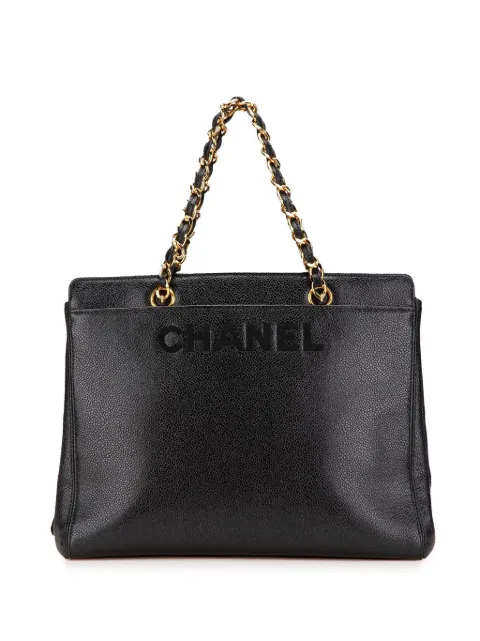 CHANEL Pre-Owned 1997-1999 Caviar Logo Chain tote bag
