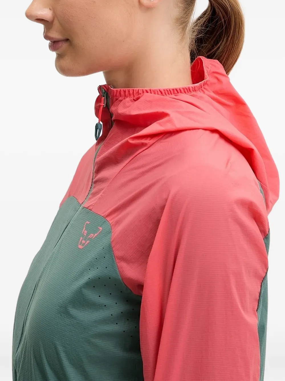 Dynafit Transalper Hooded Two-tone Jacket In Green