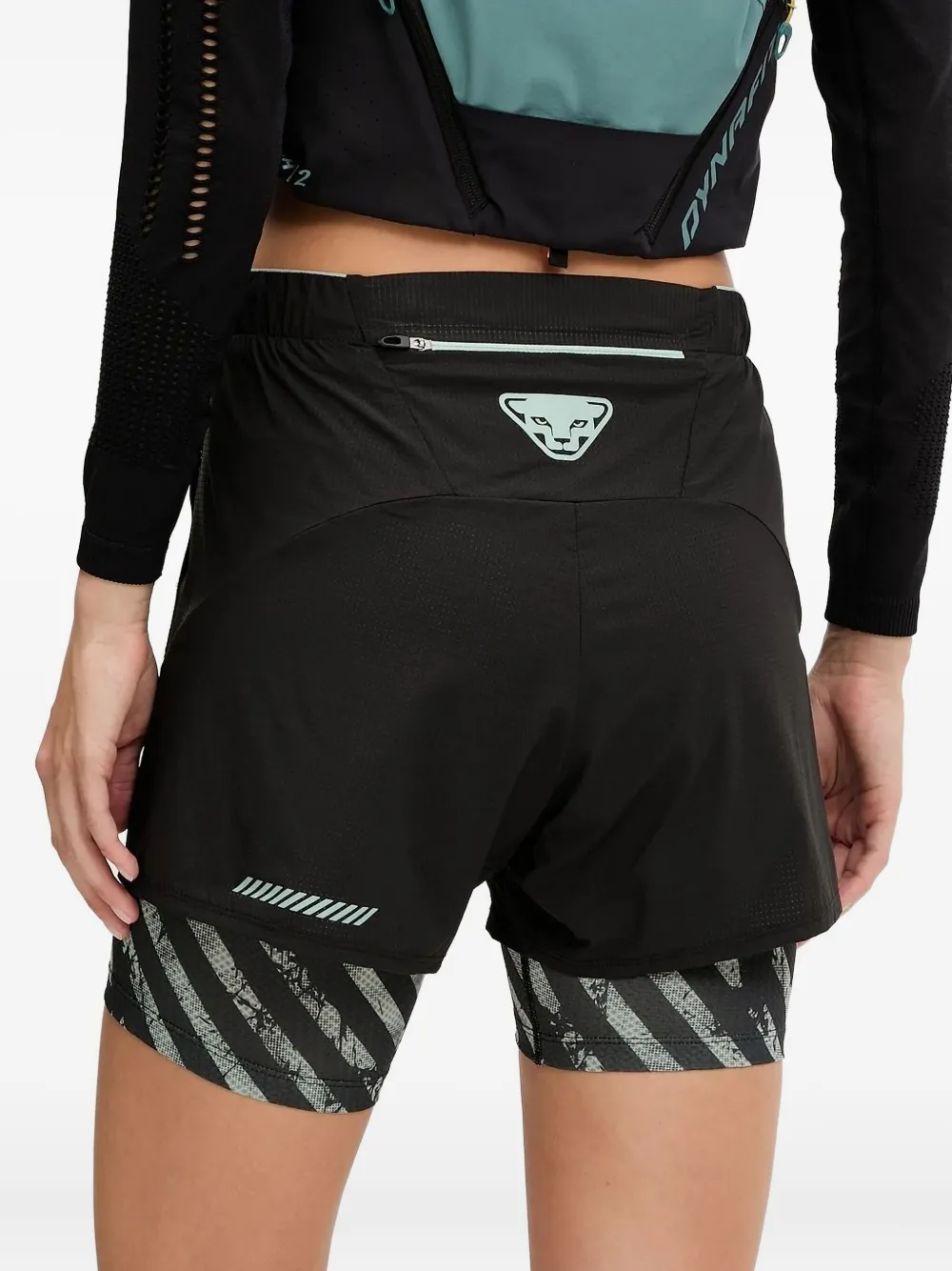 Dynafit Logo-detail Layered Running Shorts In Gray
