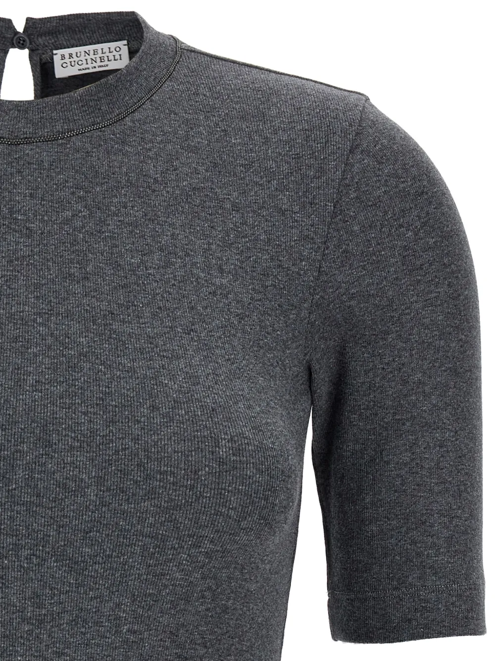 Brunello Cucinelli Monile geribbeld T-shirt Grijs