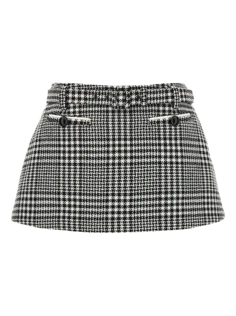 Self-Portrait houndstooth bouclé wool skort