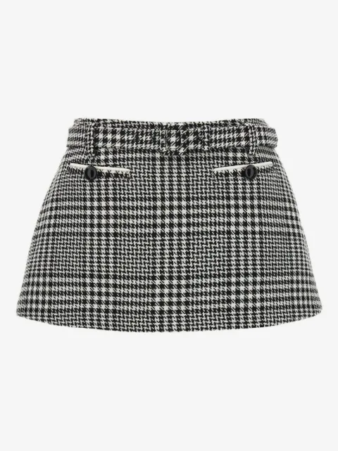 Self-Portrait Bouclé wollen skort met pied-de-poule print