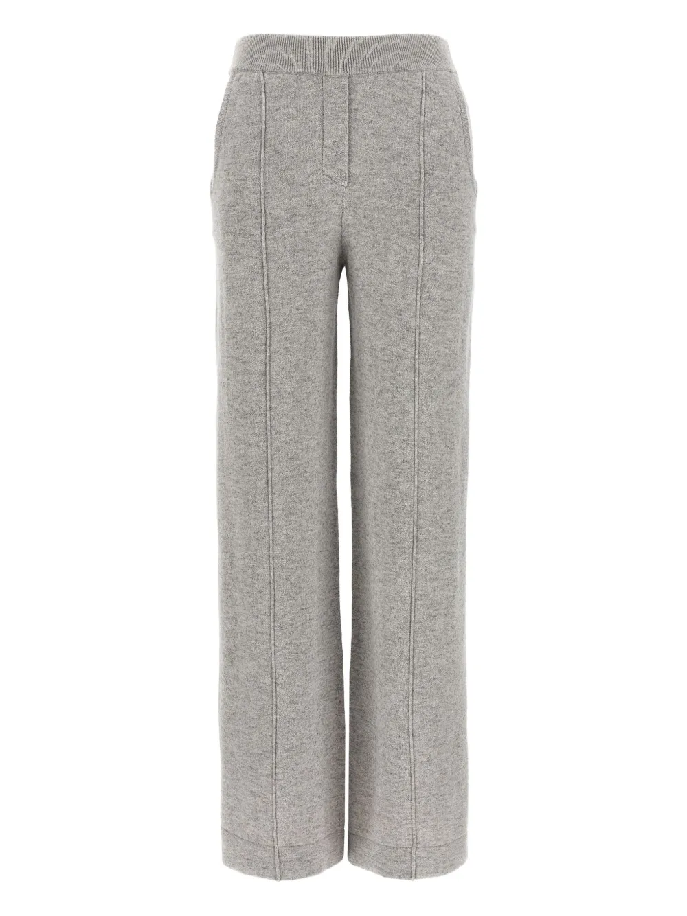 wool-blend straight-leg trousers