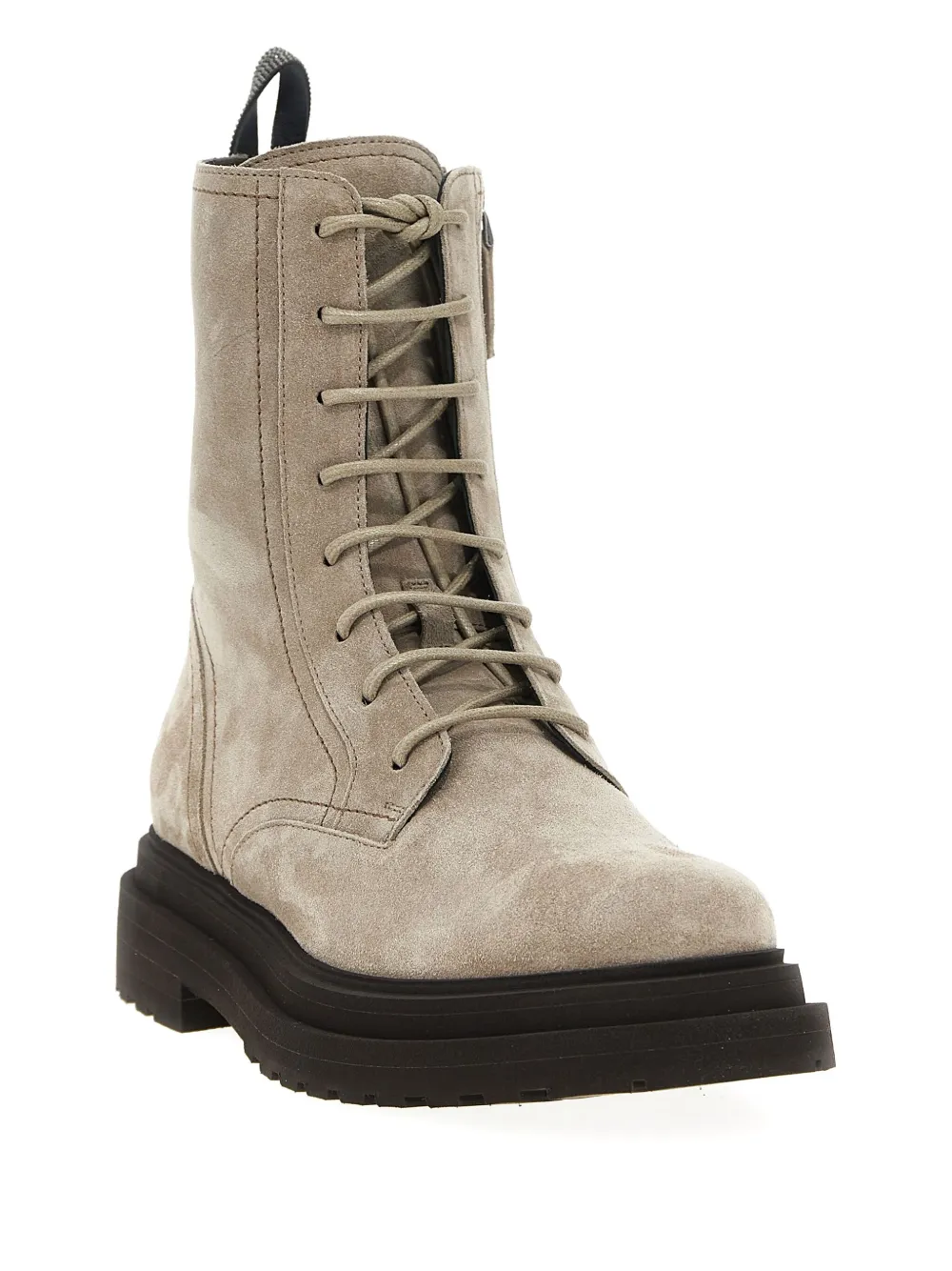 Brunello Cucinelli Monile suede combat boots Grey