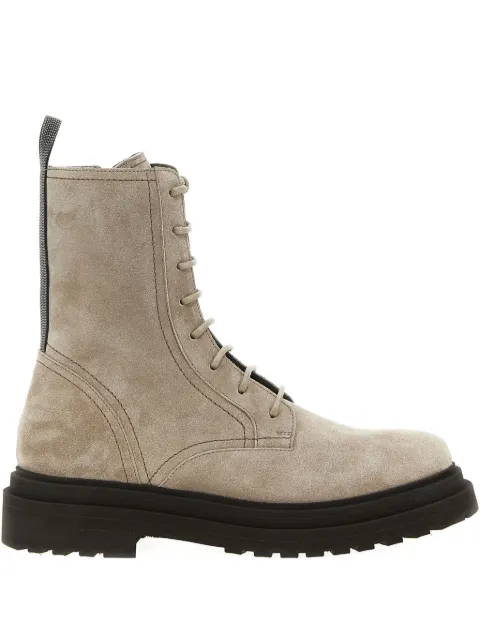 Brunello Cucinelli  Monile suede combat boots