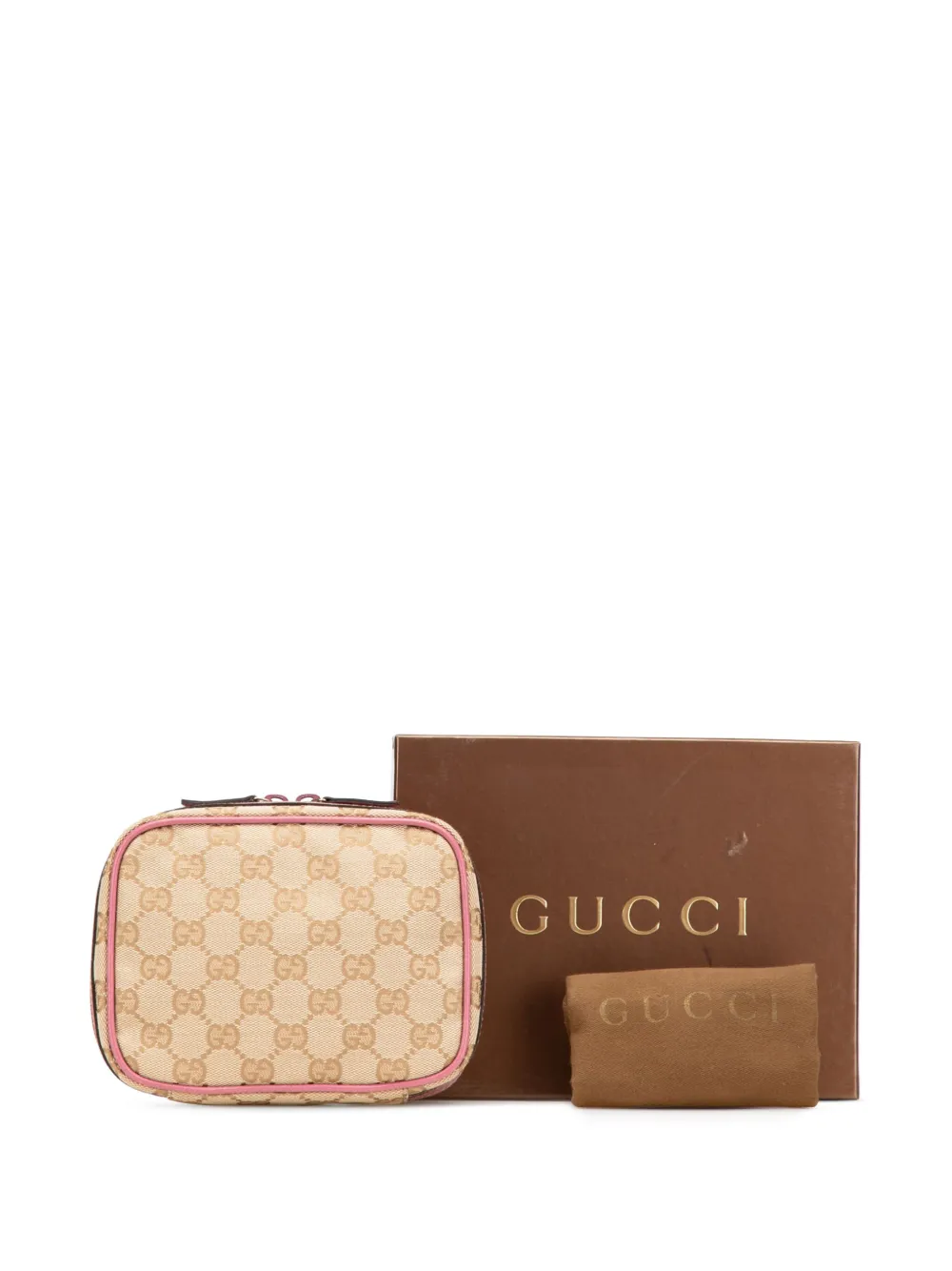 Pre-owned Gucci 2000-2015 Gg Canvas Pouch In Brown