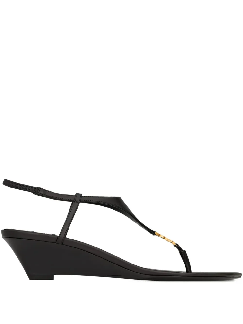 Saint Laurent Cassandra leren sandalen Zwart