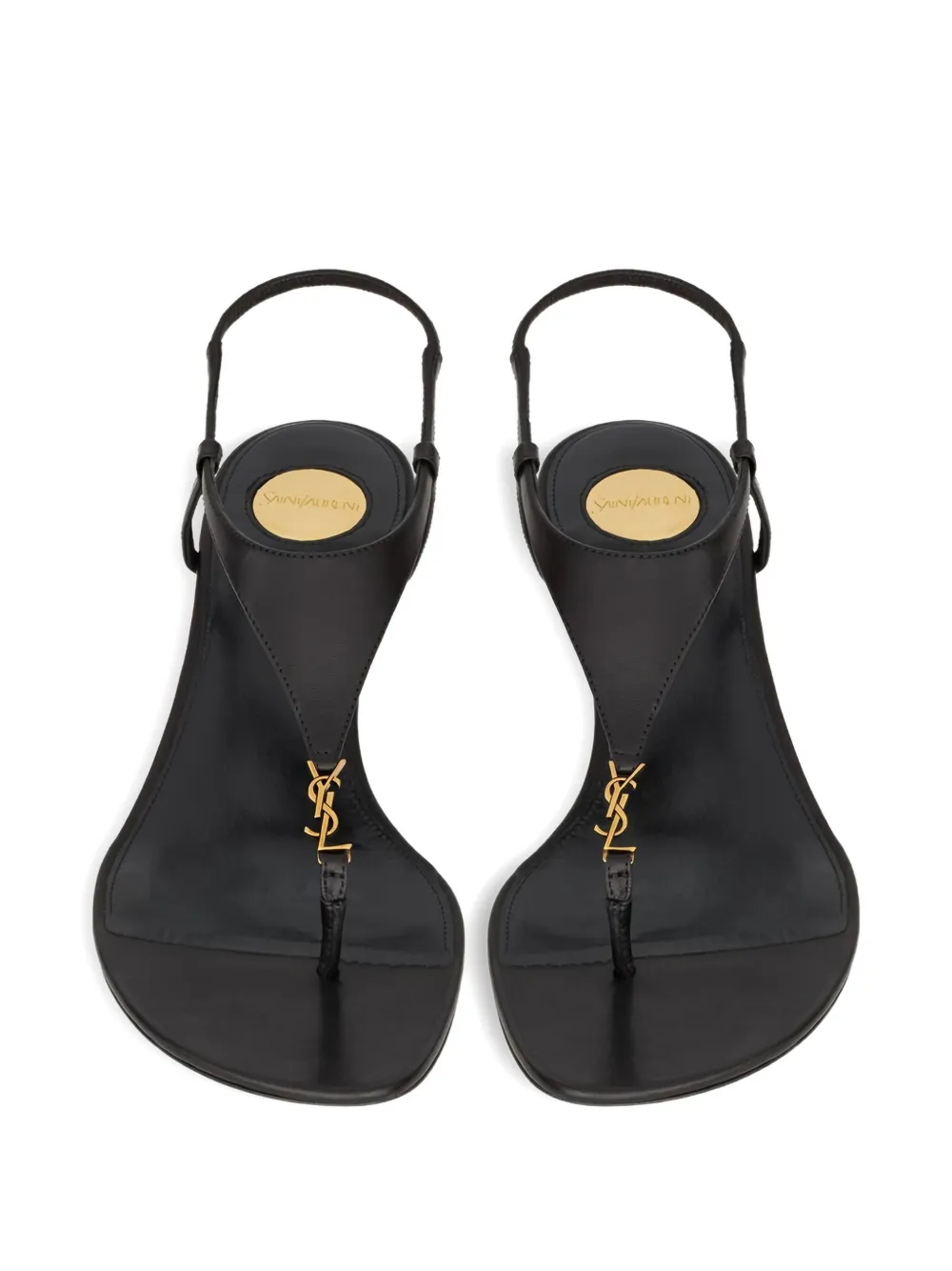 Saint Laurent Cassandra leren sandalen Zwart