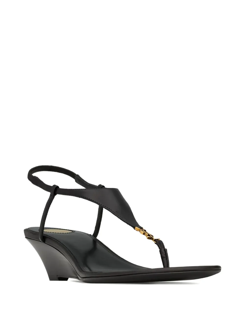 Saint Laurent Cassandra leren sandalen Zwart