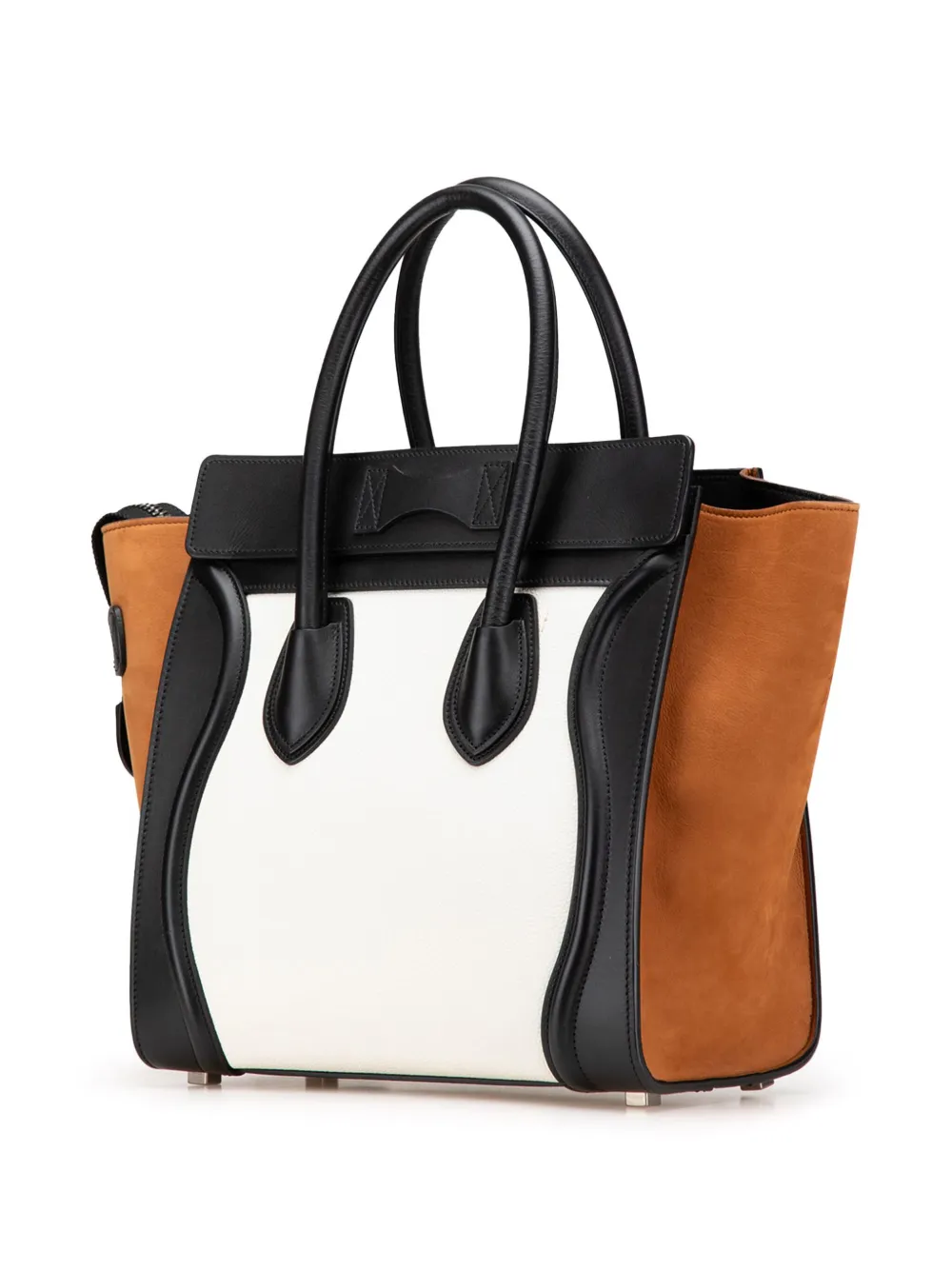 Pre-owned Celine 2018 Micro Tricolor Nubuck And Calfskin Luggage Tote Bag