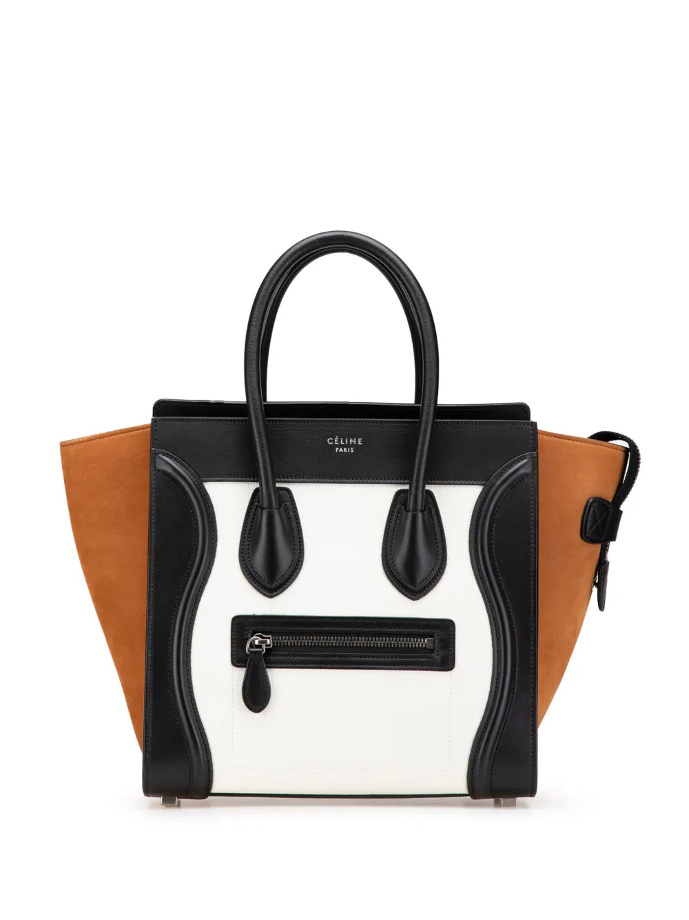 Céline Pre-Owned 2018 Micro Tricolor Nubuck and Calfskin Luggage tote Céline Pre-Owned 2018 Micro Tricolor Nubuck and Calfskin Luggage tote