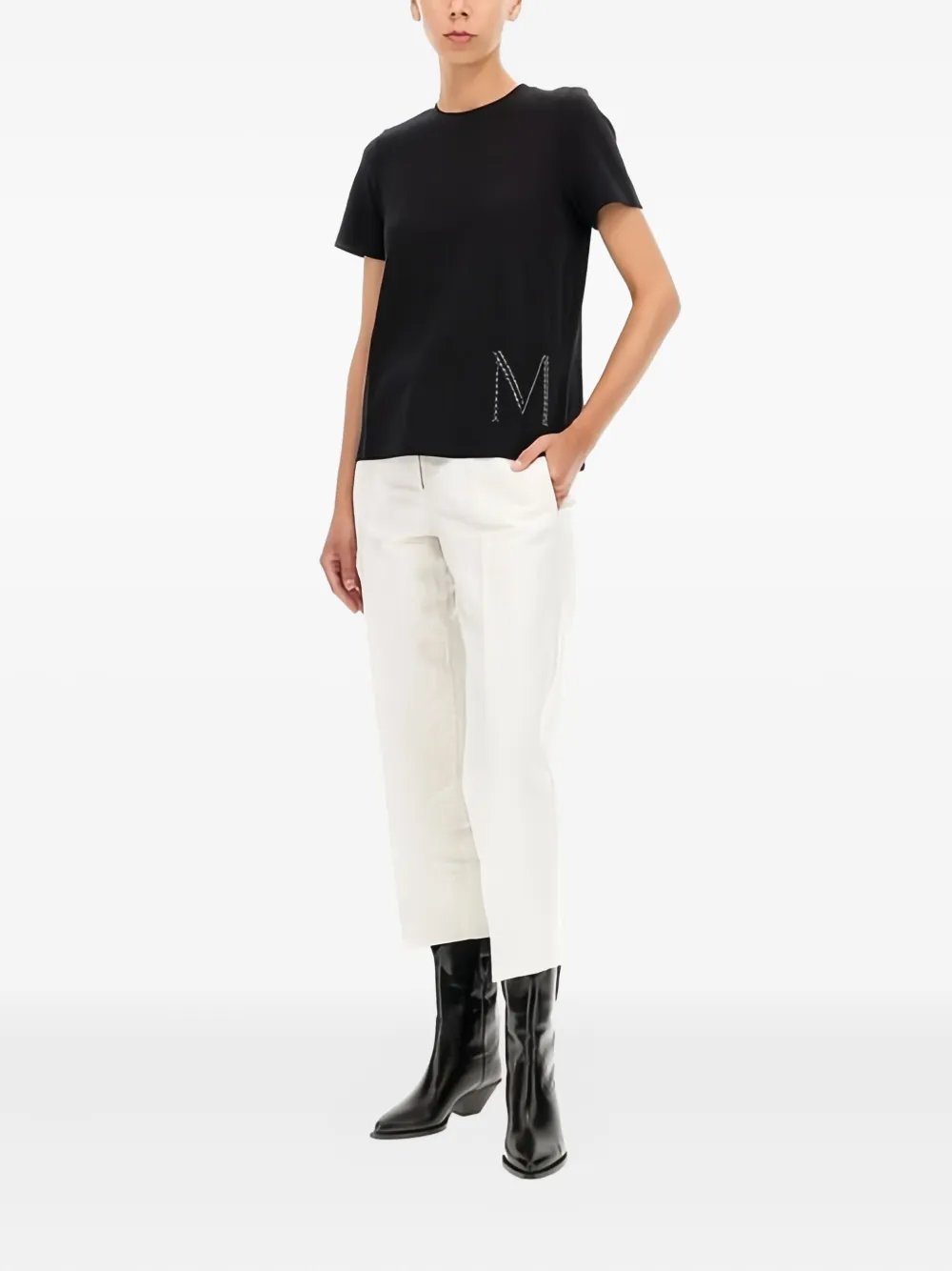 'S Max Mara Battage verfraaid T-shirt Zwart